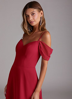 Azazie Marley Bridesmaid Dresses Scarlet A-Line Off the Shoulder Chiffon Convertible Dress image9