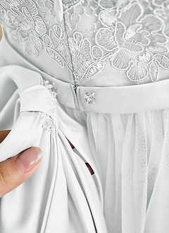 Azazie Cinna Flower Girl Dresses Diamond White A-Line Lace Tulle Dress image6