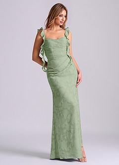 Azazie Jessamine Bridesmaid Dresses Dusty Sage Mermaid Corset Floral Burnout Dress image3