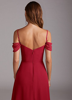 Azazie Marley Bridesmaid Dresses Scarlet A-Line Off the Shoulder Chiffon Convertible Dress image10