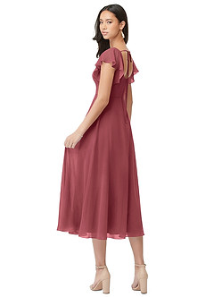 Azazie Bondi Brautjungfernkleider A-Linie Gestreift Chiffon Kleid Merlot image2
