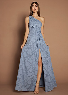 Hermosa Powder Blue One Shoulder Maxi Dress image7