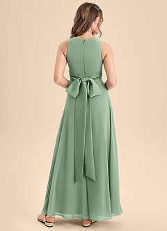 Azazie Lilenne Junior Matcha A-Line Bow Chiffon Dress image2