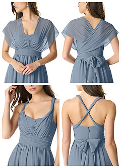 Azazie Olani Jurken voor bruidsmeisjes Converteerbaar Jurk van Chiffon met A-Lijn Off the Shoulder Schemering image6