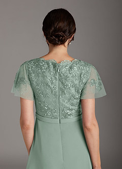 Azazie Singer Final Sale Agave A-Line V-Neck Lace Chiffon Dress image4