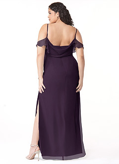 Azazie Emeralda Bridesmaid Dresses Plum Sheath Off the Shoulder Chiffon Dress image8