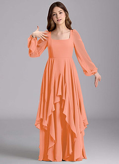 Azazie Clara Junior Sunset A-Line Blouson Chiffon Dress image6