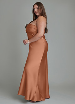 Azazie Saylor Vestidos de damas de honor Vestido Bronceador de Satén Elástico de Corte Sirena con Palabra de honor image14