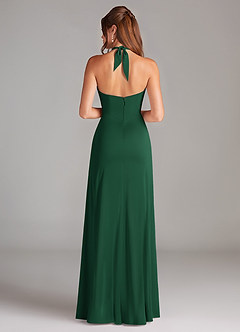 Azazie Elliana Vestidos de damas de honor Vestido de Verde Oscuro de Satén Elástico de Corte en A con Corte Lateral image6