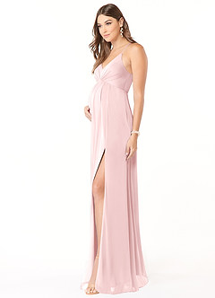 Azazie Annabelle Maternity Bridesmaid Dresses A-Line V-Neck Pleated Mesh Floor-Length Dress image4
