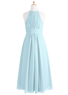 Azazie Bonnie Junior A-Linie Plissee Chiffon Kleid Wolke Blau image6