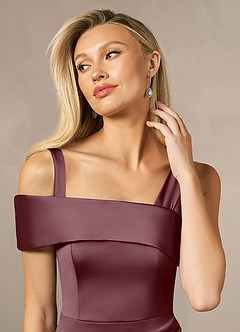 Azazie Laramie Mother of the Bride Dresses Sangria Mermaid Pleated Stretch Satin Dress image5