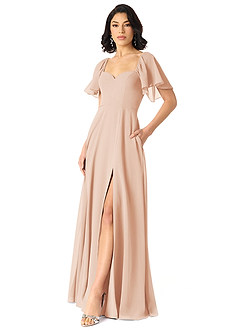 Azazie Chloe Bridesmaid Dresses English Rose A-Line Sweetheart Neckline Chiffon Dress image5