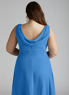 Azazie Karina Bridesmaid Dresses Blue Jay A-Line Pleated Chiffon Dress image10