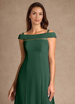 Azazie Ewa Mother of the Bride Dresses Dark Green A-Line Off the Shoulder Mesh Dress image9