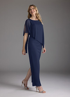 Azazie Aspyn Abiti per la Madre della Sposa Abito Tubino in Maglia Perline Marino Scuro image2