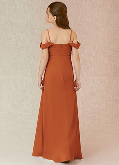 Azazie Kaitlynn Junior Cinnamon A-Line Off the Shoulder Chiffon Dress image2