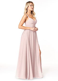 Azazie Chanel Robes de demoiselle d'honneur Robe Trapèze en Mousseline de soie Plissée Rose Pâle image4