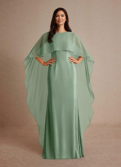 Azazie Milfred Mère de la mariée Robes Robe Fourreau en Satin extensible Col de bateau Matcha image2