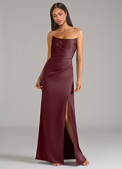 Azazie Marla Bridesmaid Dresses Sangria Sheath Strapless Stretch Satin Convertible Dress image4