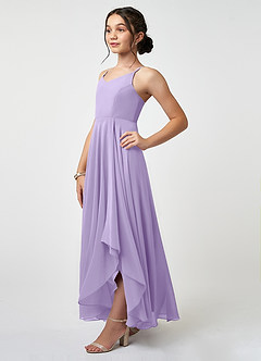 Azazie Collette Junior Lilac A-Line Ruched Chiffon Dress image3