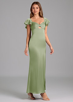 Azazie Demia 신부 들러리 드레스 쉬스 스윗하트 네크라인 스트레치 새틴 발목 길이 드레스 image4