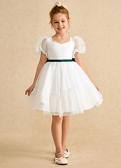 Azazie Debbie vestidos de niña de las flores Vestido de Marfil Pino de Organza de Princesa con Escote de Corazón image8