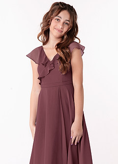 Azazie Posie Junior A-Linie Gestreift Chiffon Kleid Sangria image6