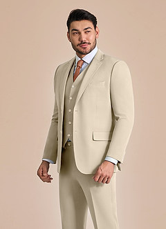 front James Tan Structured Stretch Suit Jacket