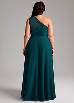 Azazie Phaedra Bridesmaid Dresses Pine A-Line One Shoulder Chiffon Dress image10