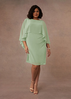 Azazie Mirra Abiti per la Madre della Sposa Abito Tubino in Chiffon con Scollo a U a Pieghe Verde Salvia image7