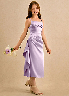 Azazie Canna Girls Formal Flower Girl Klänningar Klänning A-Line i Stretch Satin Plisserad image3
