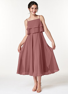 Azazie Ensley Junior Desert Rose A-Line Pleated Chiffon Dress image1