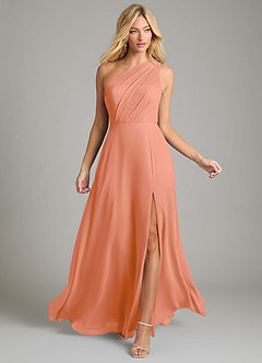 Azazie Phaedra Bridesmaid Dresses Sunset A-Line One Shoulder Chiffon Dress image4