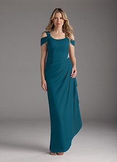 Azazie Weitzman Mother of the Bride Dresses Ink Blue Sheath Sequins Mesh Dress image3