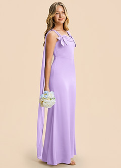 Azazie Chelsea Junior Lilac Sheath Pleated Stretch Satin Dress image1