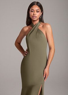 Azazie Lorena Bridesmaid Dresses Willow Green Mermaid Pleated Chiffon Dress image2