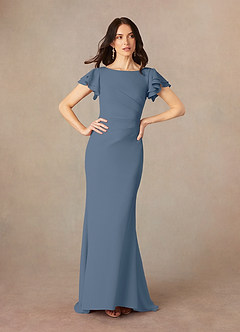 Azazie Peppermint Mother of the Bride Dresses Twilight Mermaid Scoop Ruched Stretch Crepe Dress image1