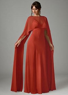 Azazie Stefania Robes de demoiselle d'honneur Robe Trapèze en Satin extensible Rouille image3