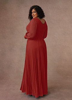 Azazie Zina Mother of the Bride Dresses Terracotta A-Line Pleated Chiffon Dress image10