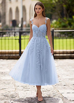 light blue a line midi dress Party Dress Light Blue Round Neck Sleeveless A-Line Midi Dress-chiclody, Light Blue  US2