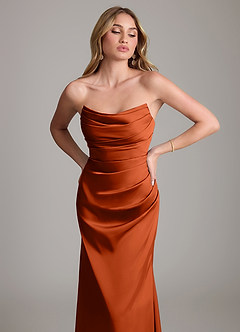 Azazie Lucille Bridesmaid Dresses Paprika Mermaid Strapless Stretch Satin Convertible Dress image6