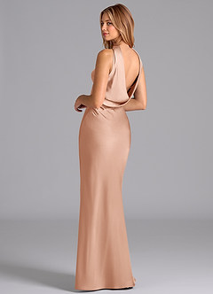 Azazie Lusinda Robes de demoiselle d'honneur Robe Sirène en Satin extensible Sans bretelles Or Rose image2