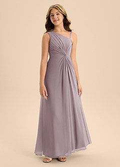 Azazie Brooke Junior A-Linie Seitliche Cut-Outs Chiffon Kleid Dämmerung image5