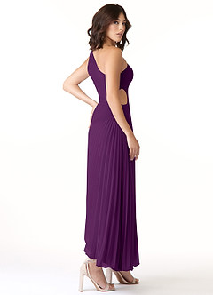 Azazie Kirra Bridesmaid Dresses Grape A-Line One Shoulder Chiffon Dress image4