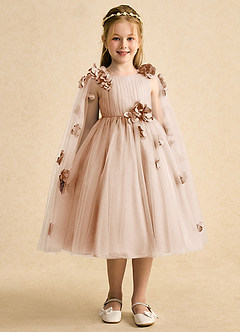 Azazie Staria Blumenmädchenkleider Ballkleid Gestreift Tüll Kleid Englisches Rosa image6