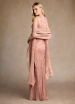 Azazie Salem Mother of the Bride Dresses Rose Gold A-Line Pleated Metallic Mesh Dress image5
