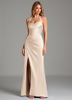 Azazie Serenity Bridesmaid Dresses White Alabaster Mermaid Sweetheart Neckline Stretch Satin Dress image4