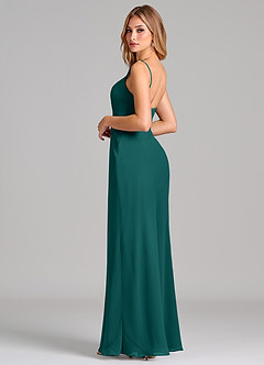 Azazie Tianna Final Sale Peacock Sheath Chiffon Dress image5