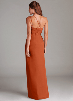 Azazie Eren Bridesmaid Dresses Burnt Orange Sheath One Shoulder Chiffon Dress image7